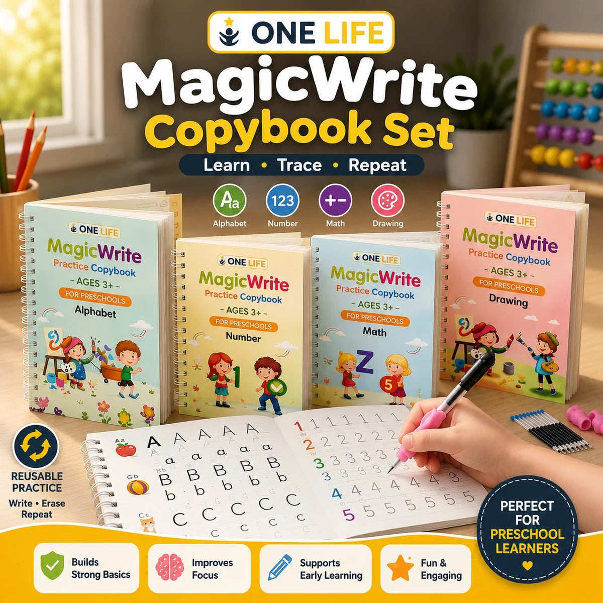 Magic Copybook Set - One Book, Endless Practice!